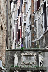 Venice, Italy. Classic Venice square campo with typical buildings in Venice