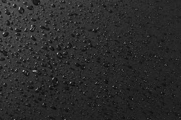 Water droplets on black background and texture