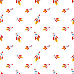 Seamless background with Rockets. Vector illustration.