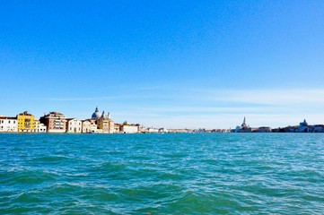Venice city panorama from bigwater view. Italy
