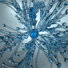 3d close-up render abstract glass structure. Molecule concept illustration.