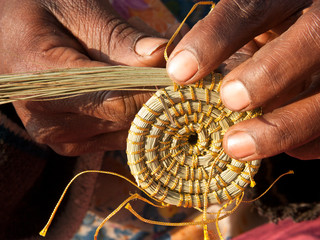 African Basket weaving - obrazy, fototapety, plakaty
