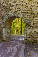 Fototapeta premium Old archway in museum-reserve Tsaritsyno, Moscow, Russia.