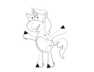 Fototapeta na wymiar Coloring book for kids. Black and white cute cartoon unicorn. Vector illustration.