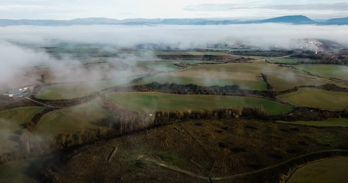 Aerial landscape of Navarre valleys and hills, North Spain