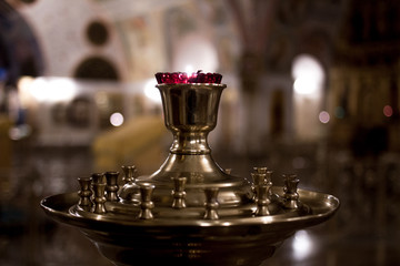Church candlestick in the temple