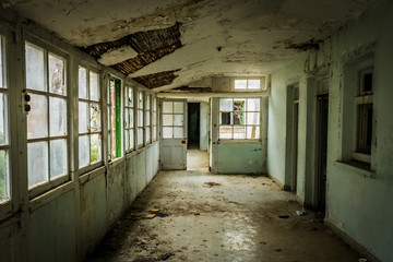 Interior of Amiantos abandoned hospital on Cyprus. Abandoned spaces - 248354925