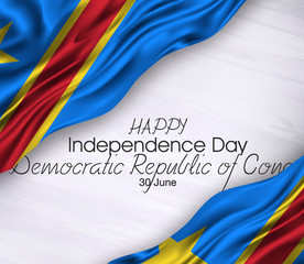 Vector illustration of Happy democratic republic of congo  Independence day 30 June. Waving flags isolated on gray background, democratic republic of congo,30 june,independence day.