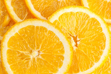Fresh orange slices. Orange background. Slices of orange. 