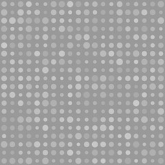Motif abstrait harmonieux de petits cercles ou de pixels de différentes tailles en couleurs grises
