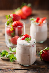 Healthy yougurt with stawberry
