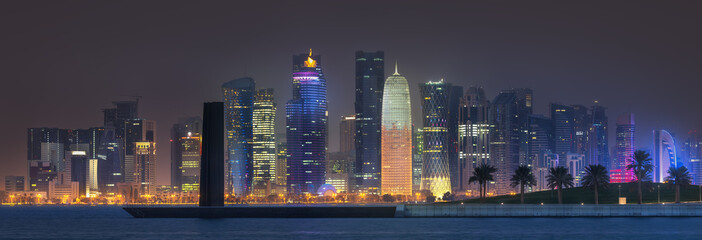 View of park and building in Doha City Center