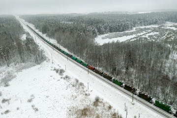 Obraz premium Railroad with cargo train