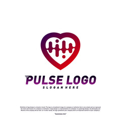 Love Heart Pulse logo design concept vector. People Beat logo Template Vector.
