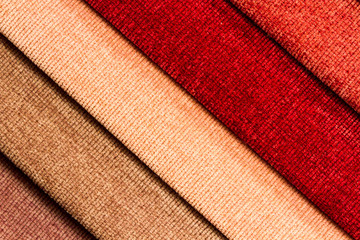 Multicolored samples of furniture fabric