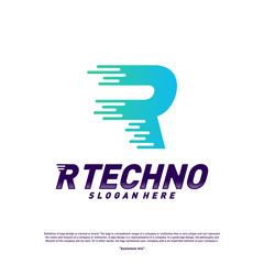 Letter R Digital logo design concept Vector. Initial R Technology logo template.