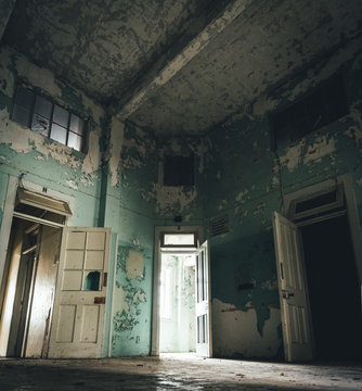 Interior of Amiantos abandoned hospital on Cyprus. Abandoned spaces