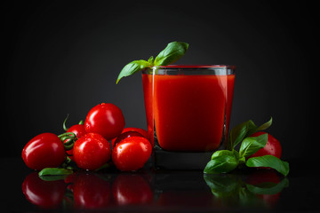 Tomato juice with basil.