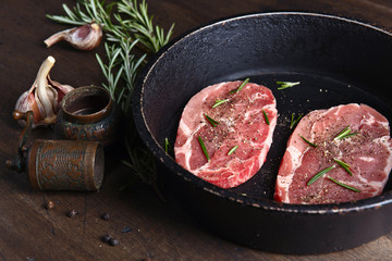 Pork steak with rosemary, garlic and pepper