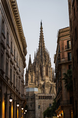 Tower of the gothic Cathedral of Barcelona