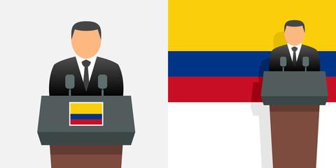 Colombian president and flag