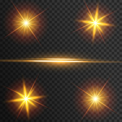 Light effect glow. Star flashed sequins. Abstract space background. Flash Highlight beam. Fantastic design.