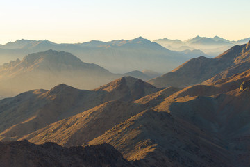 Obraz na płótnie Canvas Amazing Sunrise at Sinai Mountain, Beautiful dawn in Egypt, Beautiful view from the mountain