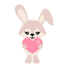 cartoon cute bunny with heart vector 