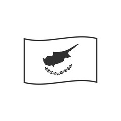 Cyprus flag icon in black outline flat design. Independence day or National day holiday concept.