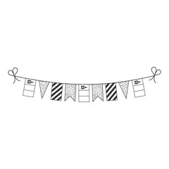 Obraz premium Decorations bunting flags for Mongolia national day holiday in black outline flat design. Independence day or National day holiday concept.