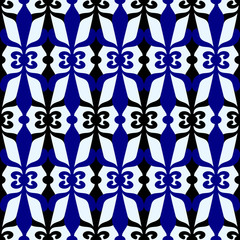 geometrical figures of dark blue and white ethnic style