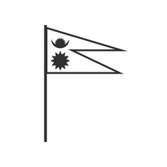 Nepal flag icon in black outline flat design. Independence day or National day holiday concept.