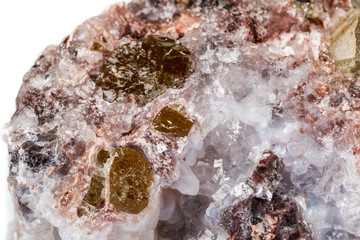 Macro mineral stone.Golden Apatite on a white background