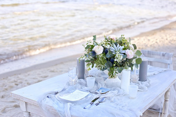 Wedding table at the seashore.