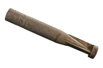 aerial bomb of World War II, isolated on white background. aerial bomb side view
