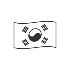 South Korea flag icon in black outline flat design. Independence day or National day holiday concept.