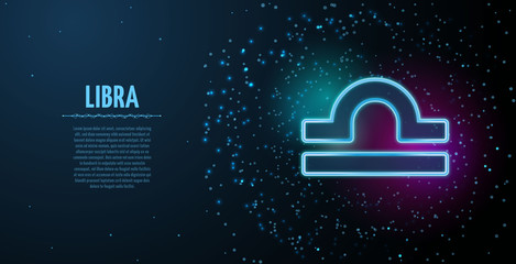 Libra zodiac symbol vector sign with silhouette. Poster design with place for text