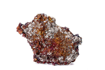 Macro mineral stone  Chalcopyrite on a white background