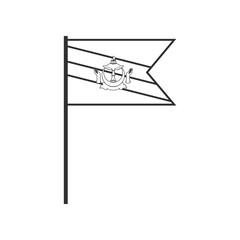 Brunei flag icon in black outline flat design. Independence day or National day holiday concept.