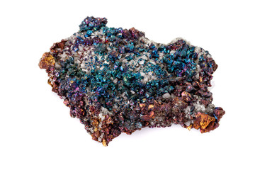 Macro mineral stone  Chalcopyrite on a white background