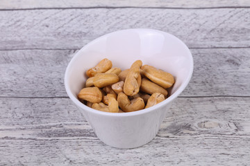 Cashew nuts heap in the bowl