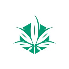 Cannabis leaf green natural logo design