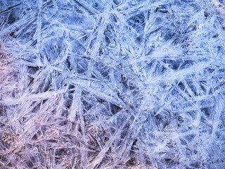 Ice crystals on snow texture. background