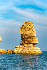 The sea stack at the northern end of Lijubadao, one of the Changdao Islands, Shandong, China.