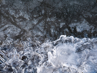 Ice crystals on snow texture. background