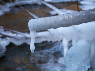 Amazing icicles on a small waterfall