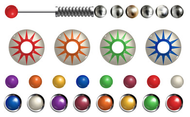 Pinball elements. Realistic set with different tools.