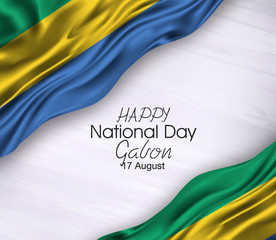 Vector illustration of Happy gabon Waving flags isolated on gray background, ,17 august.