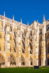 London, United Kingdom - Inner courtyard of the royal Westminster Abbey, formally Collegiate Church of St. Peter at Westminster at the Dean&rsquo;s Yard in Central London