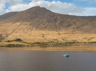 Small Boat in Kylemore Lough in County  Galway Ireland